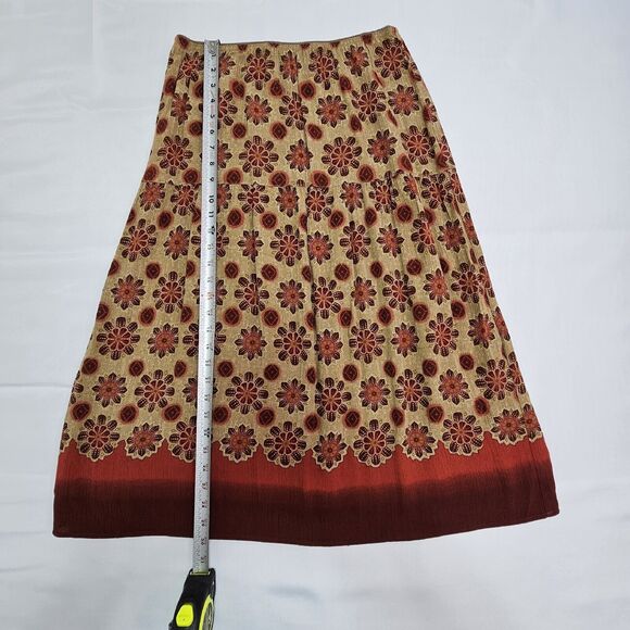 Vintage Norton Studio Womens Size PM Medium Petite Bohemian Floral Skirt Red Tan - Picture 4 of 8